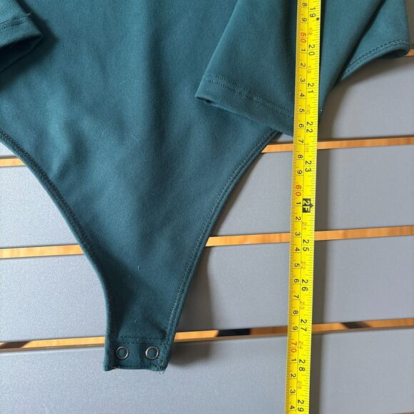 Abercrombie & Fitch Bodysuit Womens Medium Green Cheeky Long Sleeve Square Neck - Picture 6 of 7